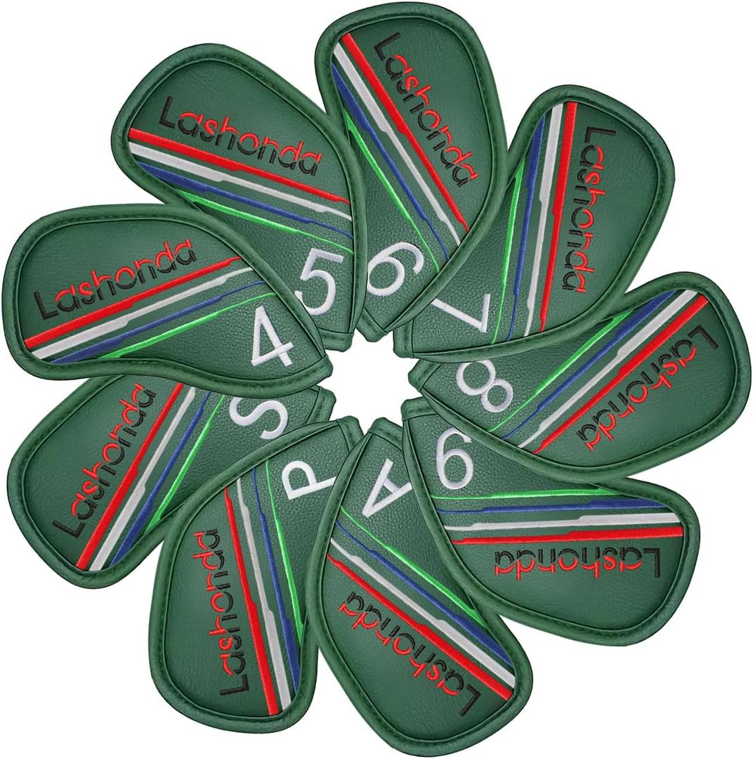 9PCS Golf Headcovers Golf Iron Head Covers Value 9 Piece Set, Synthetic Leather Deluxe Club HeadcoverCompatible with Iron Sets