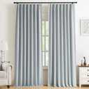 Kayne Studio Blue Fog Pinch Pleated Full Blackout Curtains, Linen Blend Room Darkening Thermal Insulated Soundproof Drapes, 108 Inch Back Tab Window Curtains for Living Room Bedroom(2 Panels,40"x108")