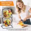2 Tier Fruit Basket , Countertop Fruit Vegetable Bowl for Kitchen Counter Metal Wire Storage Basket Fruits Stand Holder Organizer for Bread Snack Veggies Produce（Black）