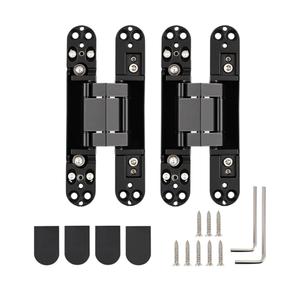 HBL' 2 Pack Hidden Door Hinges, 6 Inch Black Heavy Duty Hidden Hinges for Secret Doors, 3-Way Adjustable to Bulid Conceal Bookcase Door