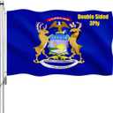 Michigan Flag 3x5 Outdoor Double Sided - Heavy Duty Polyester Michigan MI State Flags Long Lasting with 2 Brass Grommets 3 X 5 Ft