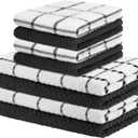Nialnant Kitchen Towels and Dishcloths Set of 8, 100% Cotton Dish Towels for Washing Dishes, Hand Towels, 12 x 12 Inches and 15 x 25 Inches,Black
