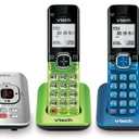 VTech CS6529-4B 4-Handset DECT 6.0 Cordless Phone with Answering System and Caller ID, Expandable up to 5 Handsets, Wall-Mountable, Blue/Green/Red/Silver