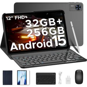 DOOGEE T36 12 inch Tablet with Keyboard, Android 15 Tablet 32GB+256GB/2TB Expand Octa-Core Gaming Tablets,8800mAh,FHD+ Touchscreen with sim Card Slot,WiFi 5,Dual Camera,BT5.0,Widevine L1,Black