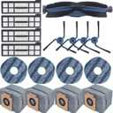 17 Pack Accessories for eufy X10 Pro Omni Robot Vacuum, 1 Roller Brush 4 Side Brushes, 4 Washable Filter, 4 Dust Bag and 4 Mop Cloths,Replacement Parts Kit