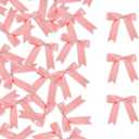 100 Pcs Pastel Satin Ribbon Bows with Twist Tie 2.5 Inch Pretied Premade Colored Craft Bows for Gift Wrapping Basket Wedding Baby Shower Brithday Party (Rose Gold)