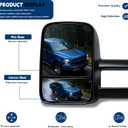AERDM New Pair Towing Mirrors Set Telescoping Tow Mirrors fit for 1988-1998 Chevy GMC C1500 C2500 C3500 K1500 K2500 K3500 Pickup Side Mirrors Power Adjustable Glass Set Pair