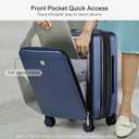Hanke Grace Expandable Carry On Luggage with Wheels Airline Approved Hard Shell Suitcases with Front PocketTop Opening Luggage with TSA Lock for Short Business Travel, Dark Blue.