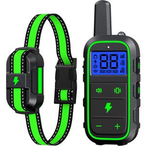 Dog Training Collar Electric Dog Collar with 4 Training Modes and Rechargeable Remote Waterproof Range 3300Ft for Dogs(Green), One Size