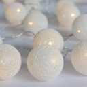 LED Cotton Ball Christmas String Light 3m 20 Balls Battery Operated, Children's Night Lights Bedroom and Nursery Cradle Decor Newborn Gift Fairy String Light, Garden Party Home Wedding Strip (Pure White)