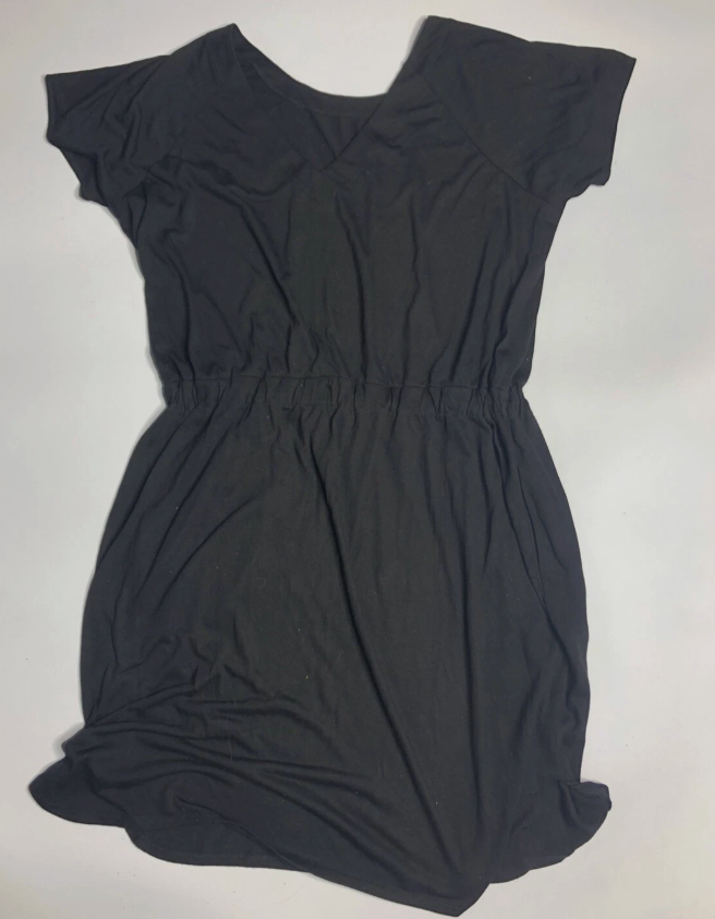 Calvin Klein Women Black Casual Dress L Short sleeve viscose vback