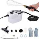 Handheld Steam Cleaner, 2500W High Pressure Steamer for Cleaning, 6 Speeds Portable Steam Cleaner Machine with 3 Brush Heads & Window Squeegee for Kitchen Furniture Bathroom Car (White)
