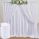 40ft x 10ft White Backdrop Curtain Panels for Parties, Thick Wrinkle Resistant 8 Panels Polyester Wedding Backdrop Drapes for Birthday Photography Party Home Decorations