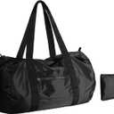 pack all 45L Foldable Duffel Bag, Water-Resistant Sports Gym Bag, Portable Weekender Bag Lightweight for Travel, Fitness and Camping (Black)