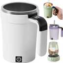 MeiAid 2026 Upgraded Automatic Magnetic Stirring Coffee Mug with Temperature Display & LeakProof Lid – Suitable for Office School Home (White)