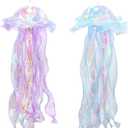 Glitter Iridescent Jellyfish Hanging Decor Blue Purple Jellyfish Kit for Under The Sea Little Mermaid Party Decoration Hanging Jelly Fish Decor Ocean Birthday Wedding Bridal Baby Shower Pa