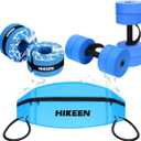Hikeen 6-Piece Water Aerobics Pool Exercise Equipment, Aqua Aerobics Equipment Set,Includes High Density Water Dumbbell Aqua Belt and Ankle Weights for Aquatic Therapy,Pool Fitness