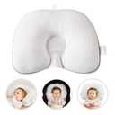 Cococu Baby Head Pillow for Newborn, Soft Infant Head Support, Breathable Ergonomic Baby Neck Support for Car Seat, Stroller & Bassinet, White
