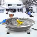 Jvgoo Heated Bird Bath for Deck Railing, Powerful 100W Thermostatically Controlled Heated Bird Baths for Outdoors for Winter, Heated Birdbath Water Heater for Outside Garden Yard Patio Lawn (Grey)