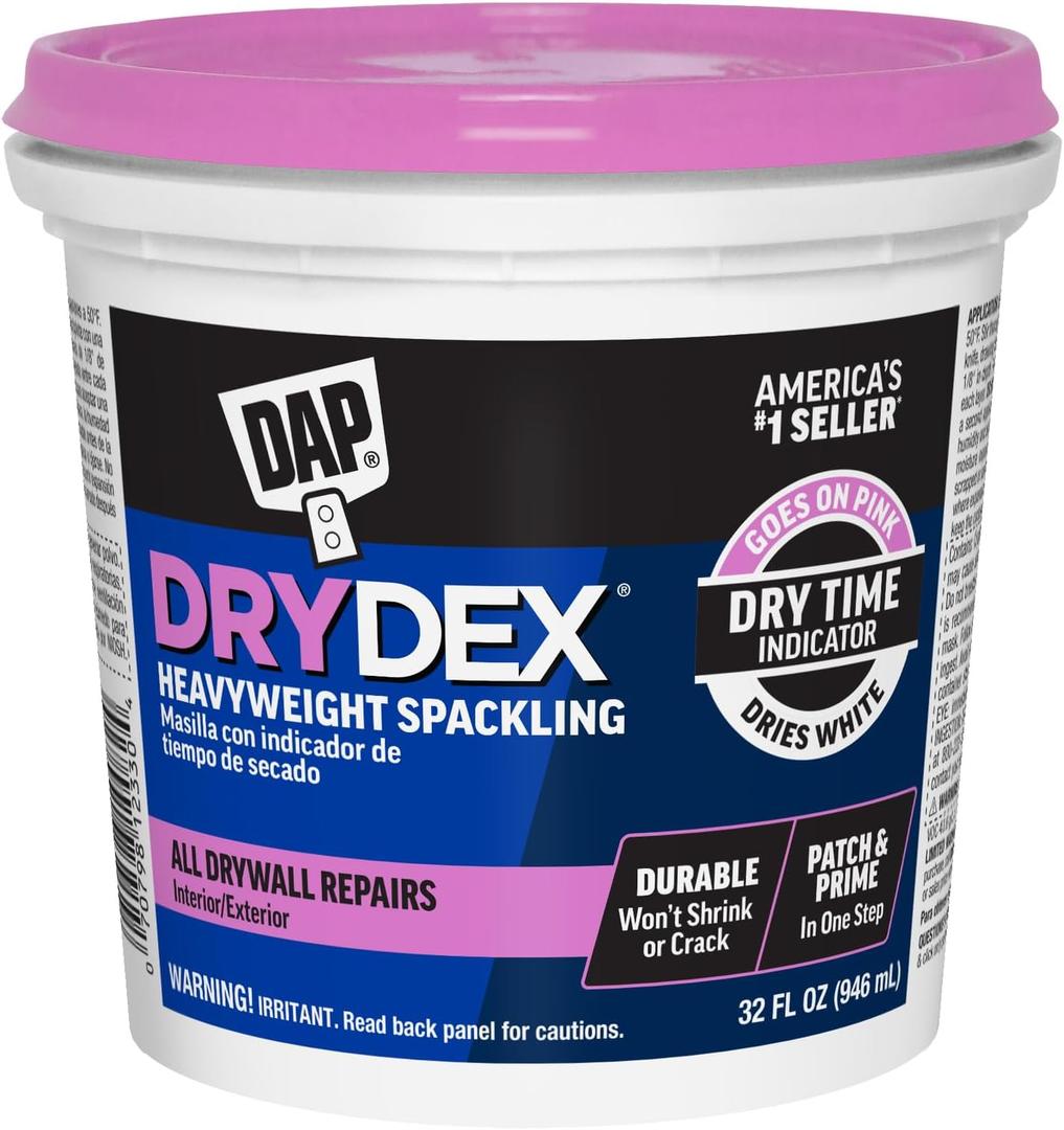 1 qt Dap 12330 DryDex Interior/Exterior Spackling, White (32 FL OZ)