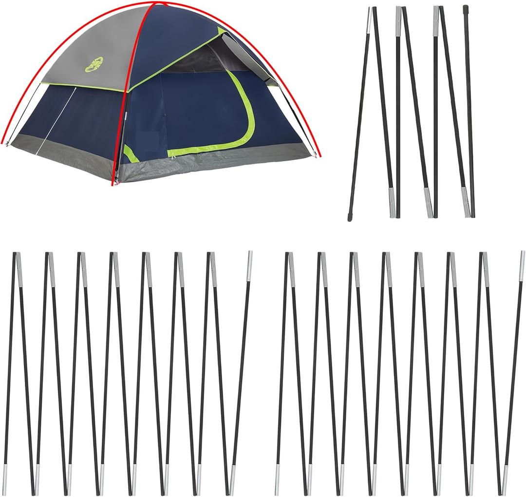 3 PCS Tent Poles Replacement for Coleman 6 Person Sundome Camping Tent, Camping Tent Accessories for Coleman Room Tent, Pre-Assembled Replacement Poles