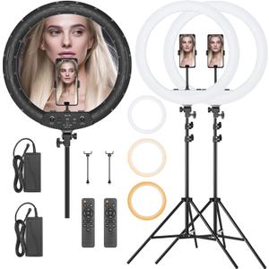 AMBITFUL 21-inch LED Ring Light, 50W 416 Beads, 3000K-6000K Adjustable Color Temperature, with Light Stand for Live Streaming, YouTube Videos, Photography, Smartphone/SLR Camera (2 Pack)