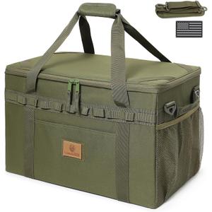 Lemubeane Tactical Camping Storage Bag Utility Tote Bag Camping Kitchen Organizer with Axe Holder & Shoulder Strap (OD Green, Medium (38L))