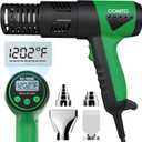 1800W Heat Gun with LCD Digital Display, Variable Temperature Control 122-120250- 650with 4 Nozzles for Crafts, Vinyl Wrap, Shrink Tubing (SG-1004E)