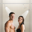 NTPN Dual Shower Head for Couples, High Pressure Double Shower Heads for Two People Rod, Two Showerhead System Fit 2 Person, Birthday Gifts for Women Men, SpaLike (Chrome) Segmented Design