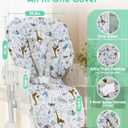 Baby High Chair Cover Replacement, Reversible & Waterproof High Chair Cushion Pad Home & Restaurant use, Includes 5-Point Harness Strap, Chair Not Included - Green