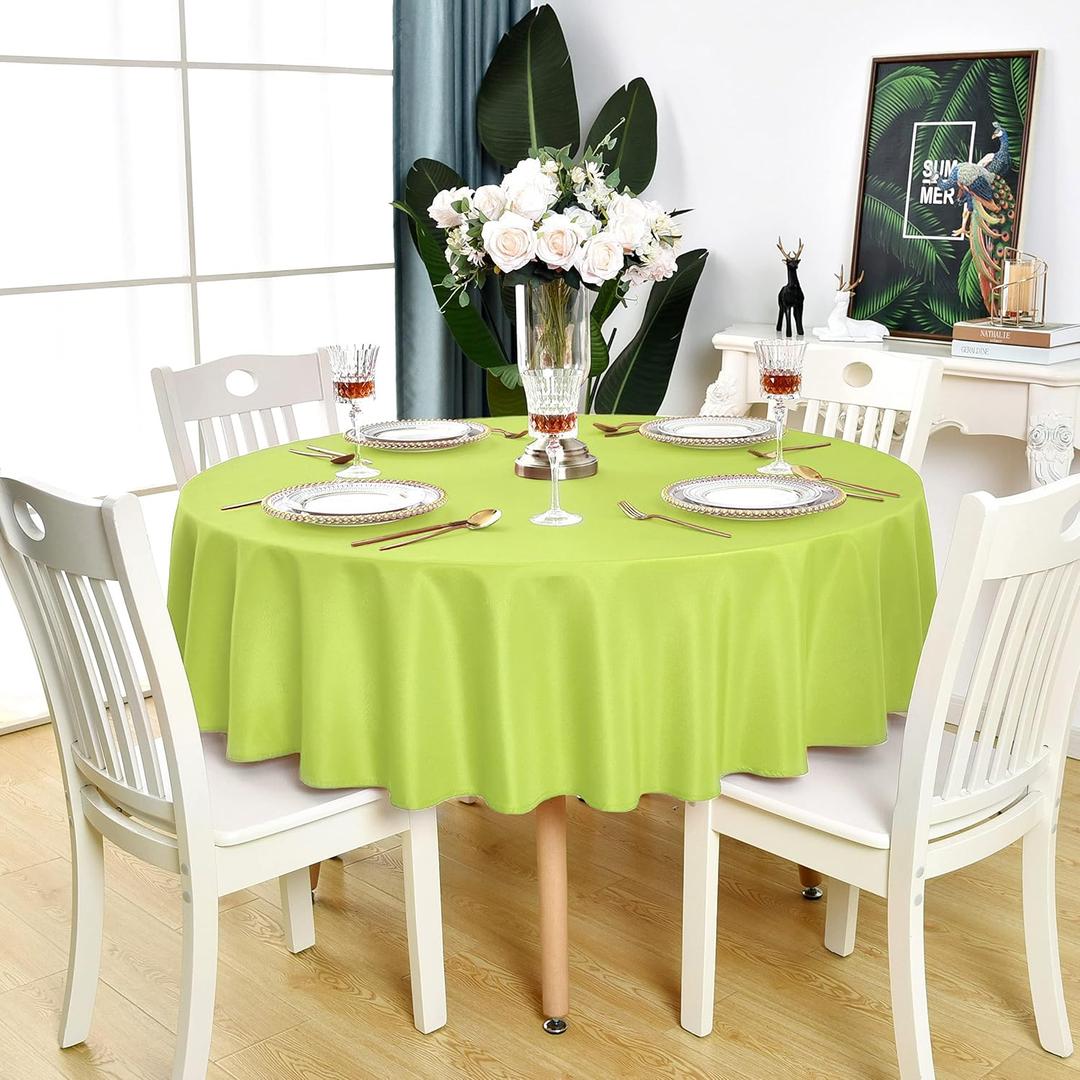 Apple Green Round Tablecloth Waterproof Stain Resistant Wrinkle Free Table Cloth 210GSM Polyester Washable Wipeable Table Cover for Party, Banquet, Wedding, Indoor and Outdoor (60 inch, Circle)