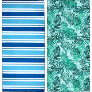 2 Pack Microfiber Beach Towel, Oversized Microfiber Pool Towel 75x 35, Sand-Free Beach Towel, Quick Drying Camping Towel, Super Absorbent Bath Blanket, Soft Breathable and Lightweight