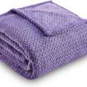 NEWCOSPLAY Super Soft Throw Blanket Lavender Premium Silky Flannel Fleece Leaves Pattern Lightweight Bed Blanket All Season Use Lavender, Throw(50"x60")