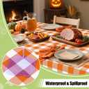 Smiry Rectangle Table Cloth, Waterproof Vinyl Tablecloth with Flannel Backing, Wipeable Buffalo Plaid Table Cover for Picnic, Indoor and Outdoor (Orange & White, 52"x70")
