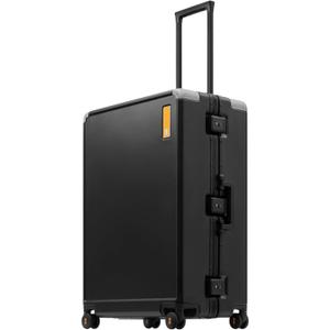 LEVEL8 Zipperless Checked Luggage Large Suitcase with Wheels 28 Inch Black