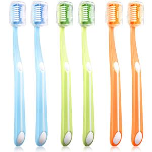 Medium Toothbrushes for Adults, Toothbrush Medium Bristles with Covers for Travel, Deep Plaque & Stain Removal, 6 Count