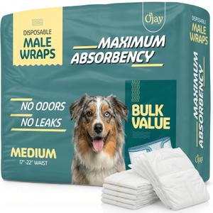 Maximum Absorbency Male Dog Diapers - Leak-Proof Disposable Male Dog Wraps- FlashDry Gel Technology, Wetness Indicator Doggie Diapers- Belly Wraps for Incontinence & Training