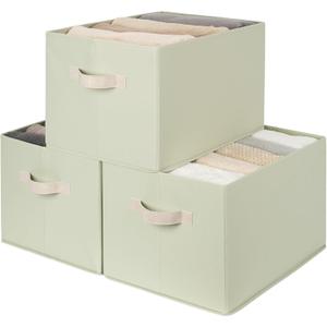 StorageWorks Storage Basket for Shelves, Closet Organizers and Storage Baskets, Organization and Storage Bins for Closet, Fabric Organizer Bins for Clothes Storage, Light Green, Extra Large, 3-Pack