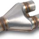 ID 2.5" Exhaust Y-Pipe Adapter, T409 Stainless Steel 2-1/2 Inch Dual to Single Y Pipe Connector, 10" Overall Length