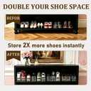 Shoe Stacker 12 Pack, Shoe Slots Organizer for Closet, 3 Levels Adjustable Shoe Space Saver to Save 50% Space, Clear Anti Slip Shoe Rack Organizer Holders for Sneakers, Heels & Sandals