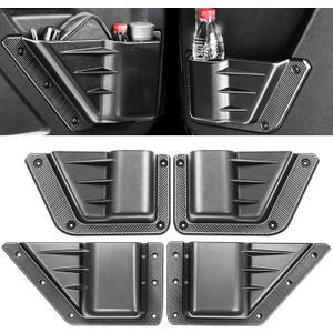 4PCS Front and Rear Door Storage Pockets Compatible for Ford Bronco Accessories 2025,Side Cup Holder Fit Bronco 4-Door 2021 2022 2023 2024,Interior Organizer Box Accessories,4PCS Black