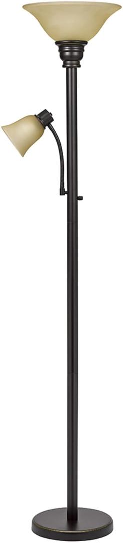 Catalina Lighting 18223-002 Transitional Uplight Floor Lamp with Reading Light, Standing Lamp, Living Room Light, LED Bulb NOT Included,71", Dark Bronze