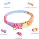 Quick Release Braided Cotton Dog Collar-Handmade Soft Rope Collar with Easy Snap Buckle for Small Medium Large Dogs(Macaron,L)