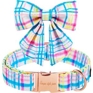 Unique style paws Easter Dog Collar with Bowtie Rabbit & Carrot Puppy Collar for Small Medium Large Boys Girls-XS