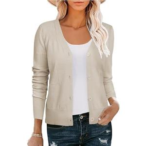 U.Vomade Women's Cardigans 3/4 Sleeve Open Front Cropped Cardigan Hollow Out Bolero Shrug S-XL