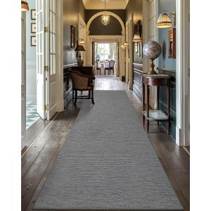 DEXI Hallway Runner, 2'4''x8' Washable Non Slip Rubber Backed Carpet, Absorbent Thin Long Entryway Runners for Kitchen, Laundry Room, Patio Entrance, Grey