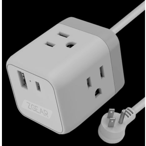 ZGEAR Power Strip with USB, FDTEK Flat Plug Extension Cord with 4 Outlets and 3 USB(1 USB C), 5 FT Power Cord Desktop Charging Station, Overload Protection, Compact Portable for Travel Home Office