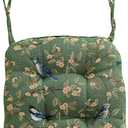 vctops Farmhouse Bird Print Chair Cushions with Ties U-Shaped Soft Comfortable Chair Pads Non Slip Seat Cushions for Indoor Dining Room and Kitchen Chairs(Green,16"x16")
