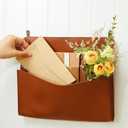 2 x Marspark 2 Set PU Leather Mail Holder Wall Mount 12.2x10.24 Inch Leather Letter Holder 2 Ring Binder Hanging Wall File Organizer Mail Sorter for Decor Storage Letter Postcard Flower Home Office(Brown)