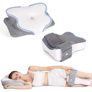 2 in 1 Cervical Neck Pillow for Sleeping and Leg & Knee Pillow for Side Sleepers. Ergonomic Contour Pillow for Pain Relief Cooling Pillow Neck Support Pillow, Odorless Memory Foam Pillows